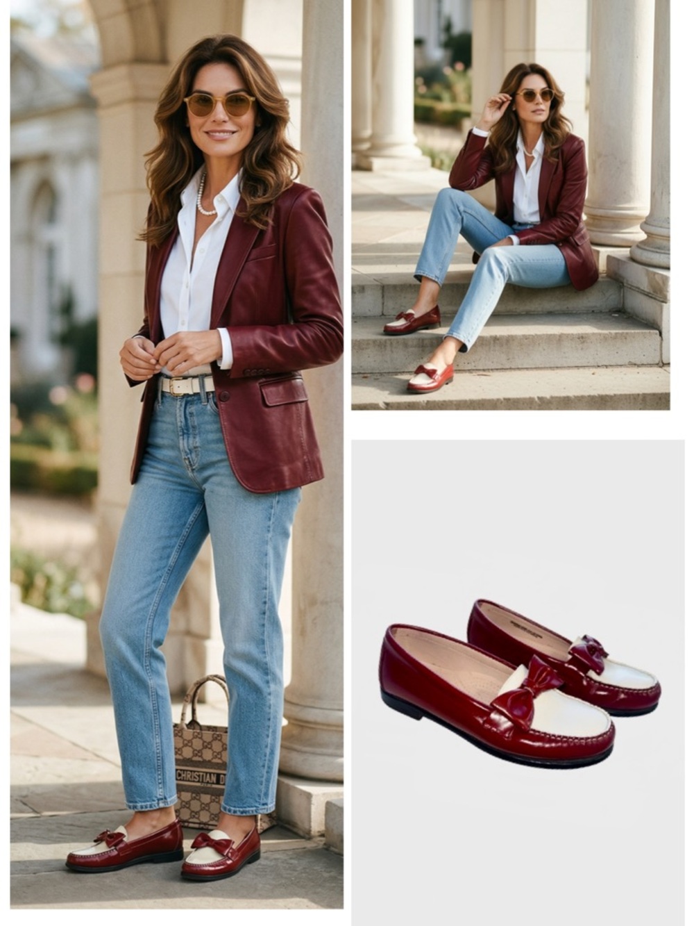 Bass x Rachel Antonoff "Red, White, and Bow" Flats loafers leather Ashley sz 6.5